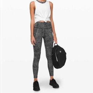 Lululemon Fast Free Tight II 23” Non-Reflective Nulux Polar Shift Black Sz 10